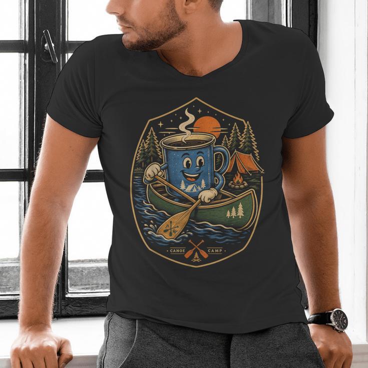 Canoe Camp Coffee Canoeing Paddle Men's V-Neck T-Shirt Canoe Camp Coffee Canoeing Paddle Men's V-Neck T-Shirt