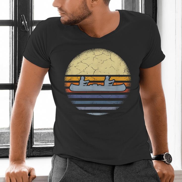 Canoe Canoeing Vintage Sunset Men's V-Neck T-Shirt