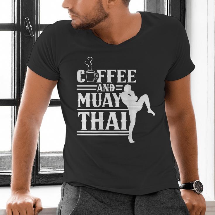 Coffee And Muay Thai Martial Arts Boxing Hobby Fighter Men's V-Neck T-Shirt