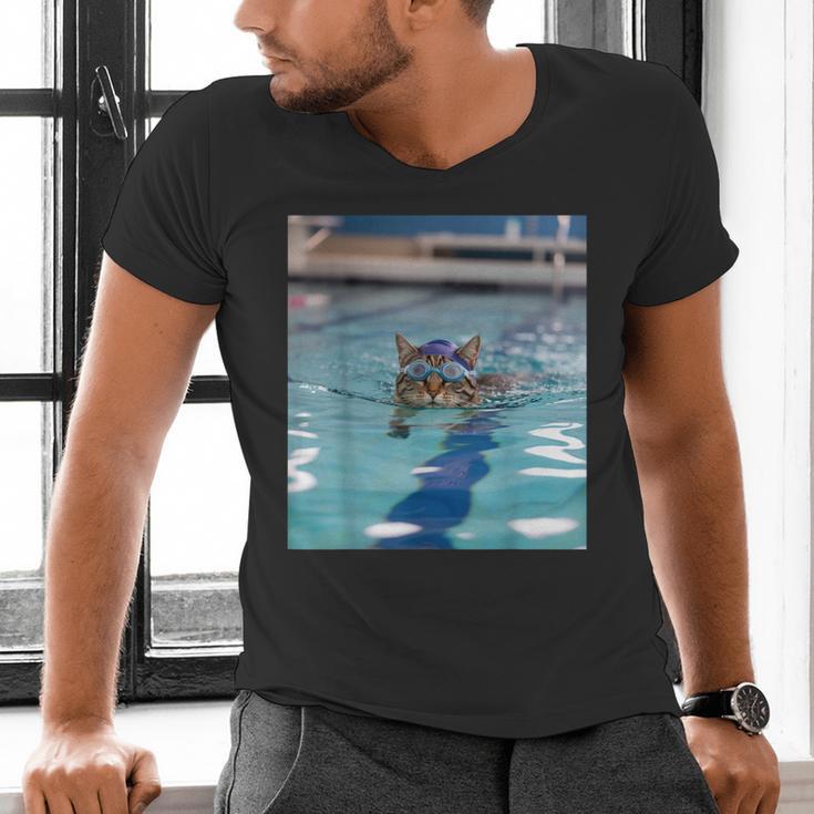 Competitive Swim Team Funny Kitty Cat Swimming Men's V-Neck T-Shirt Competitive Swim Team Funny Kitty Cat Swimming Men's V-Neck T-Shirt