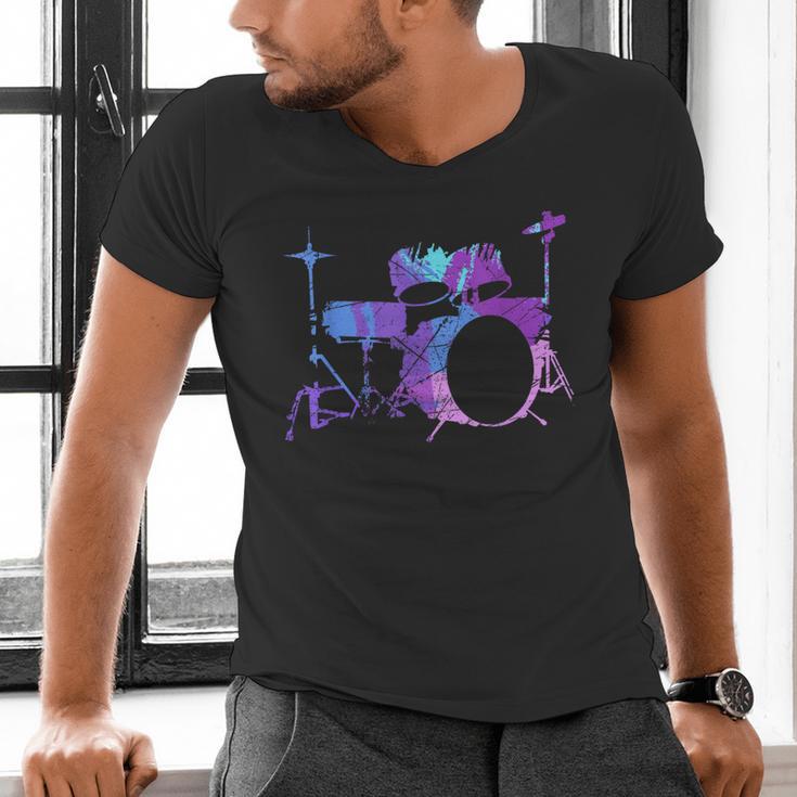 Cool Drum Kit Percussion Vintage Retro Drummer Costume Men's V-Neck T-Shirt Cool Drum Kit Percussion Vintage Retro Drummer Costume Men's V-Neck T-Shirt