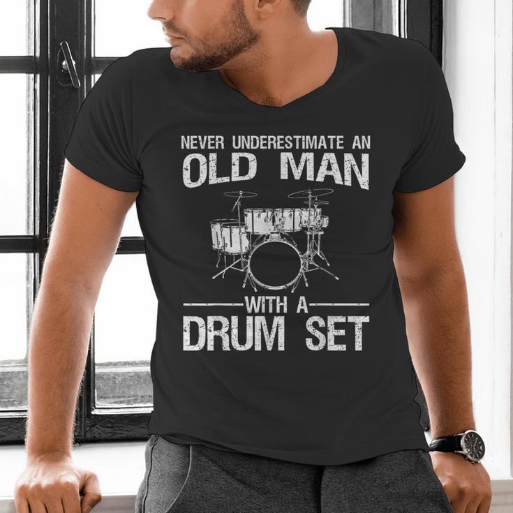 Cool Drummer Art Men Dad Drum Set Player Drum Kit Musician Men's V-Neck T-Shirt