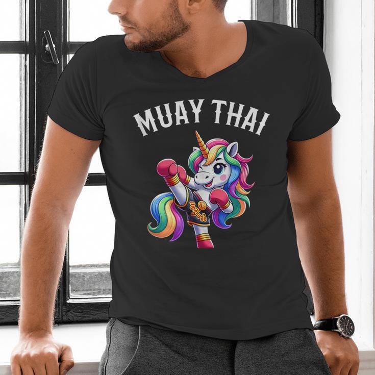 Cute Muay Thai Unicorn Men's V-Neck T-Shirt