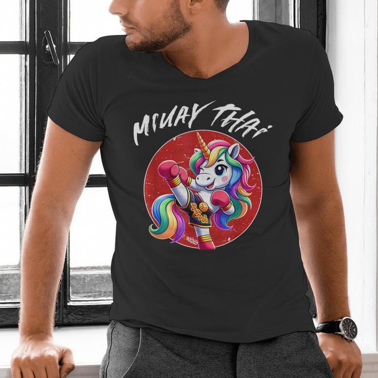 Cute Thai Boxing And Muay Thai Unicorn Men's V-Neck T-Shirt Cute Thai Boxing And Muay Thai Unicorn Men's V-Neck T-Shirt