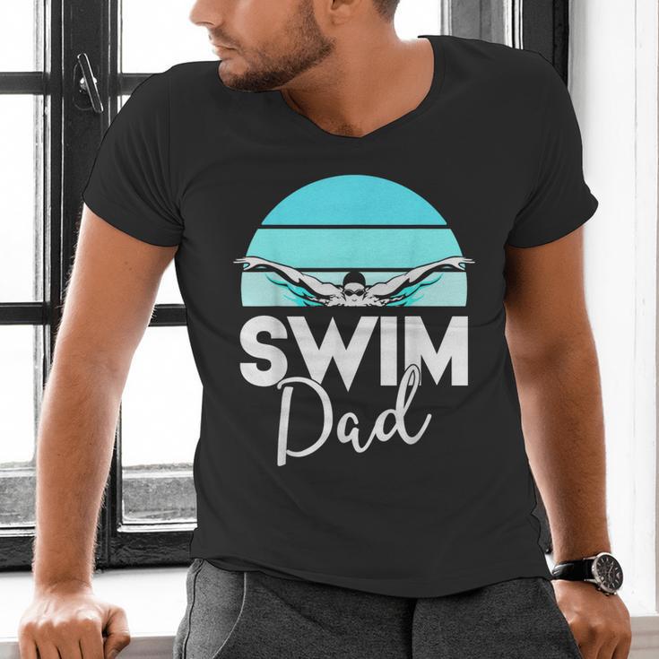 Dad Father School Swimming Meet Swimmer Swimmer Men's V-Neck T-Shirt Dad Father School Swimming Meet Swimmer Swimmer Men's V-Neck T-Shirt