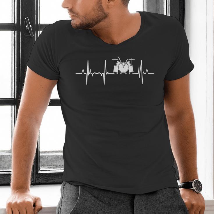 Drum Kit Cardiogram Drum Musician ECG Men's V-Neck T-Shirt Drum Kit Cardiogram Drum Musician ECG Men's V-Neck T-Shirt