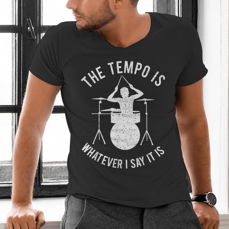 Drum Kit Graphic For a Drummer With Percussion Instruments Men's V-Neck T-Shirt