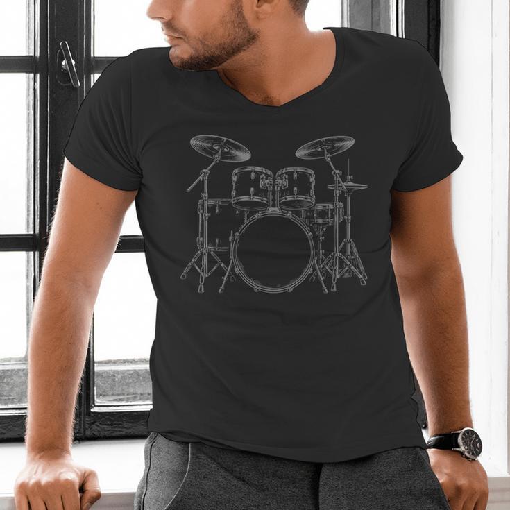 Drum Kit Rock Music Percussion Men's V-Neck T-Shirt Drum Kit Rock Music Percussion Men's V-Neck T-Shirt