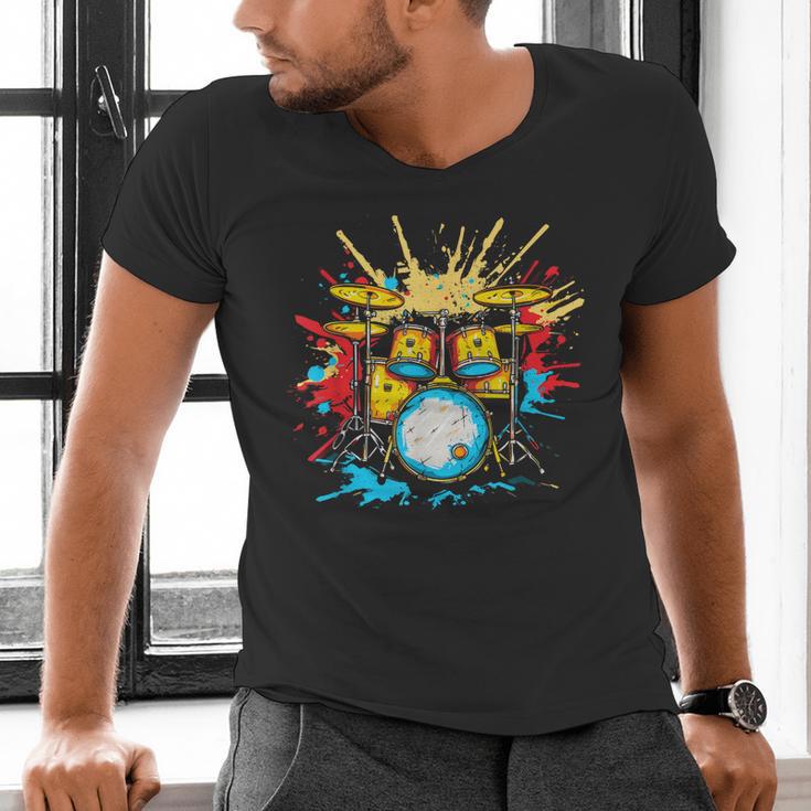 Drum Kit Steamwave Music Band Men's V-Neck T-Shirt Drum Kit Steamwave Music Band Men's V-Neck T-Shirt