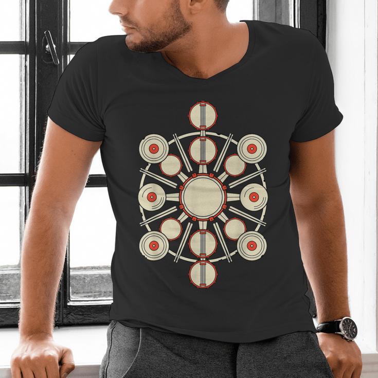 Drummer Drum Kit Mandala Percussionist Music Lover Men's V-Neck T-Shirt Drummer Drum Kit Mandala Percussionist Music Lover Men's V-Neck T-Shirt