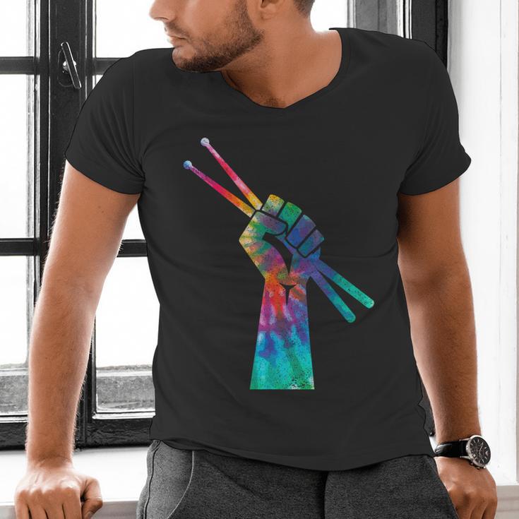 Drummer Drum Kit Tie Dye Hippie Drummer Men's V-Neck T-Shirt Drummer Drum Kit Tie Dye Hippie Drummer Men's V-Neck T-Shirt
