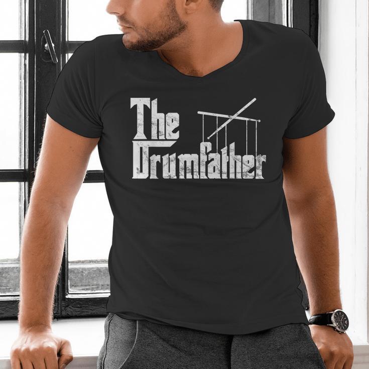 Drummer Humor The Drumfather Drum Kit Men's V-Neck T-Shirt Drummer Humor The Drumfather Drum Kit Men's V-Neck T-Shirt