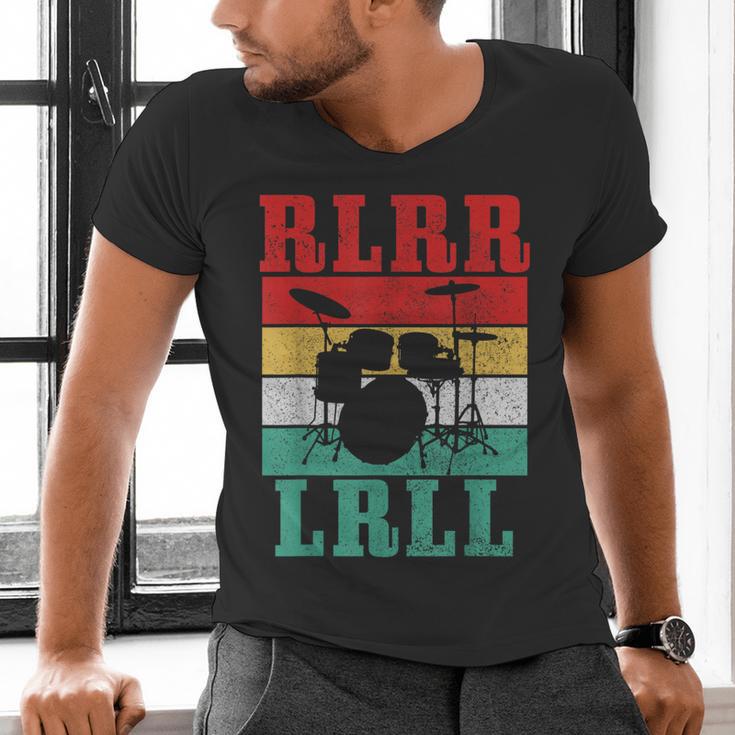 Drummer RLRR LRLL Vintage Drum Kit Men's V-Neck T-Shirt Drummer RLRR LRLL Vintage Drum Kit Men's V-Neck T-Shirt