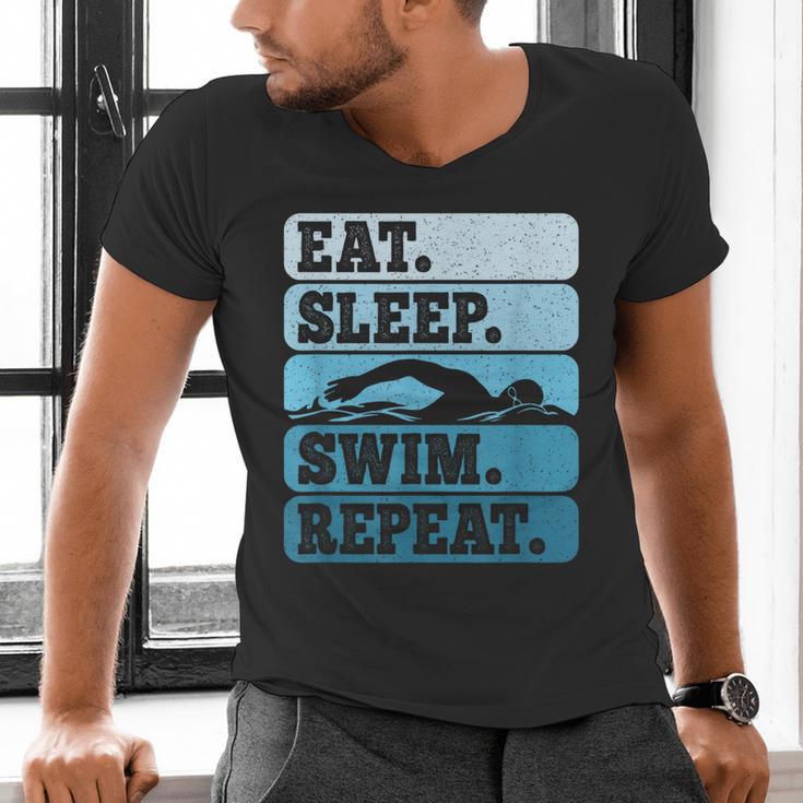 Eat Sleep Swim Vintage Swimming Lover Swimmer Men Women Men's V-Neck T-Shirt Eat Sleep Swim Vintage Swimming Lover Swimmer Men Women Men's V-Neck T-Shirt