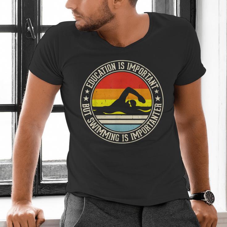 Education Is Important But Swimming Is Importanter Men's V-Neck T-Shirt