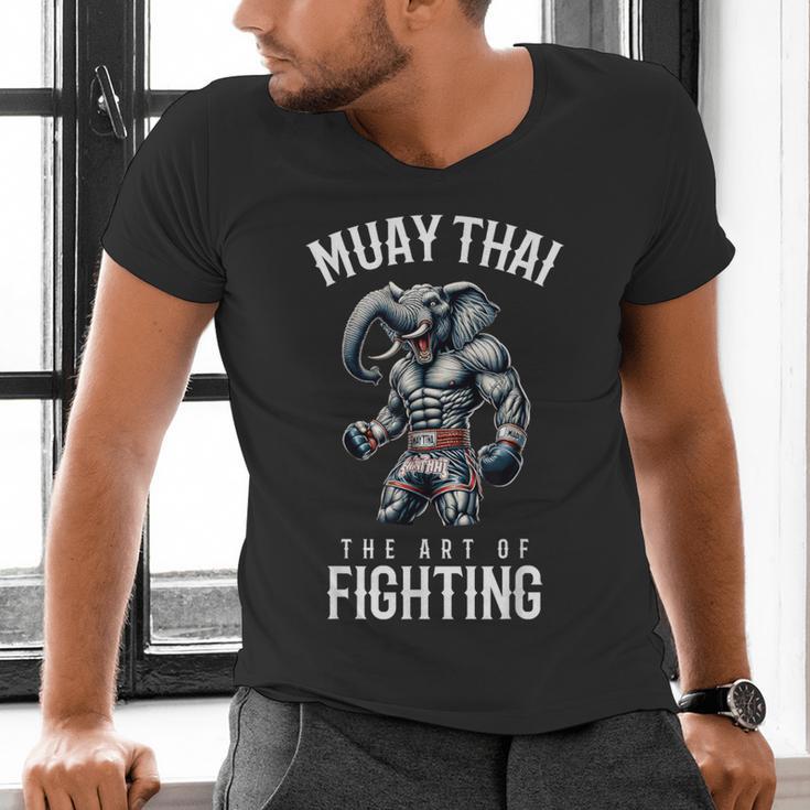 Elephant Muay Thai Kickboxing And Elephant Thai Boxing Men's V-Neck T-Shirt Elephant Muay Thai Kickboxing And Elephant Thai Boxing Men's V-Neck T-Shirt