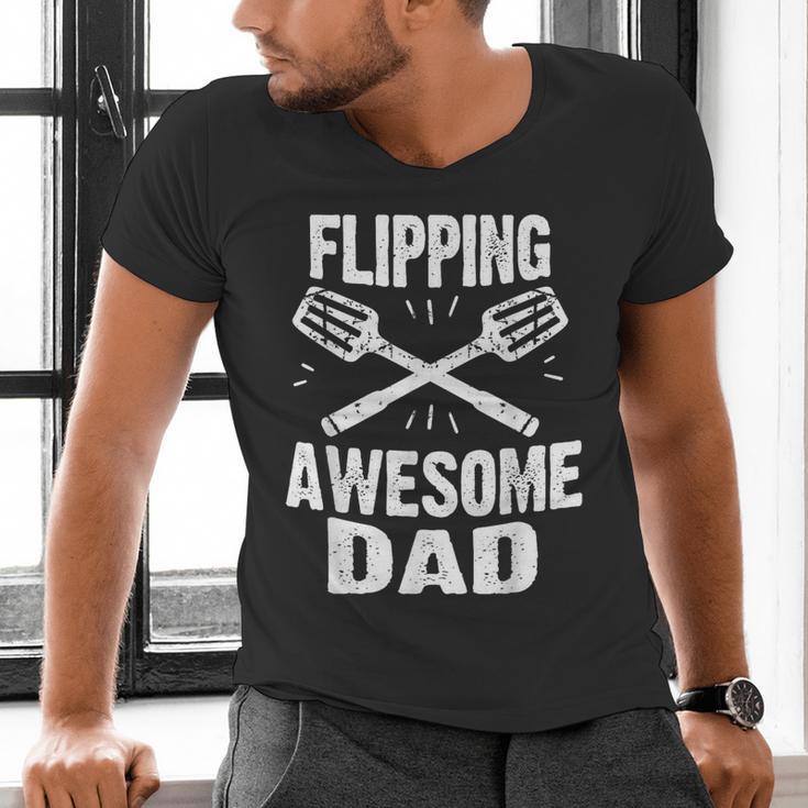 Flipping Awesome BBQ Dad Shirt Grilling Father's Day Men's V-Neck T-Shirt