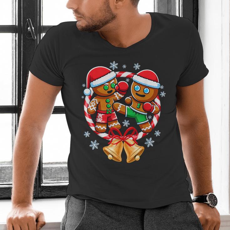Gingerbread Cookies Christmas Fighting Muay Thai Men's V-Neck T-Shirt Gingerbread Cookies Christmas Fighting Muay Thai Men's V-Neck T-Shirt