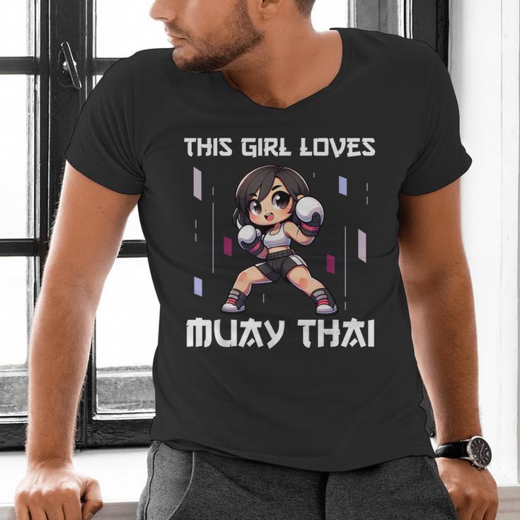 This Girl Loves Muay Thai Muay Thai Girls Kids Men's V-Neck T-Shirt This Girl Loves Muay Thai Muay Thai Girls Kids Men's V-Neck T-Shirt