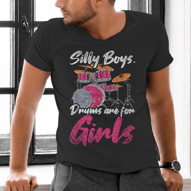 Girls Boys Kids Drummer Drum Kit Men's V-Neck T-Shirt Girls Boys Kids Drummer Drum Kit Men's V-Neck T-Shirt
