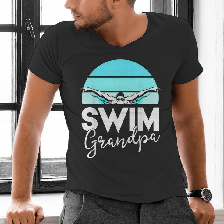 Grandpa Papa Swimming Meet Swimmer Swim Team Shirt Men's V-Neck T-Shirt Grandpa Papa Swimming Meet Swimmer Swim Team Shirt Men's V-Neck T-Shirt