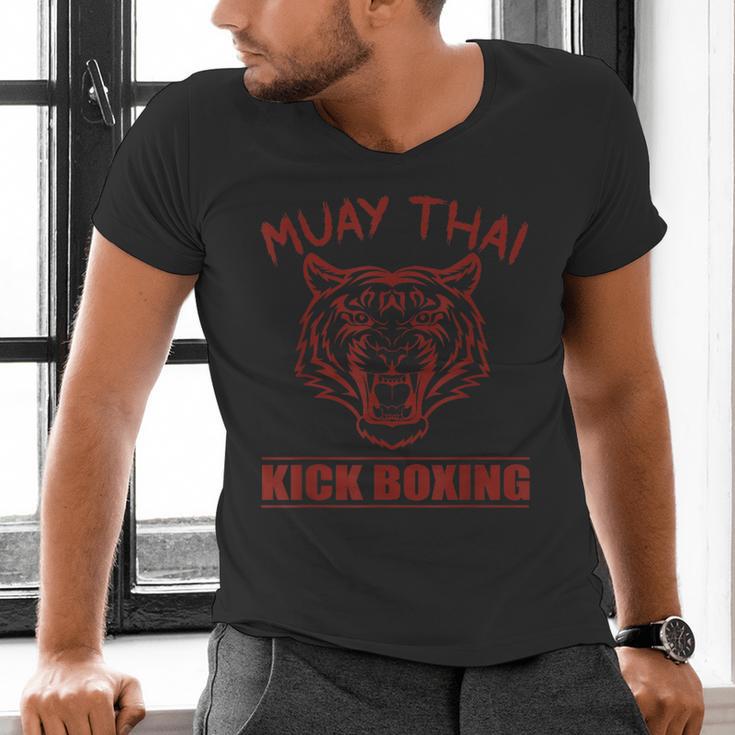 Great Muay Thai Tiger Kickboxing Martial Artist Men's V-Neck T-Shirt