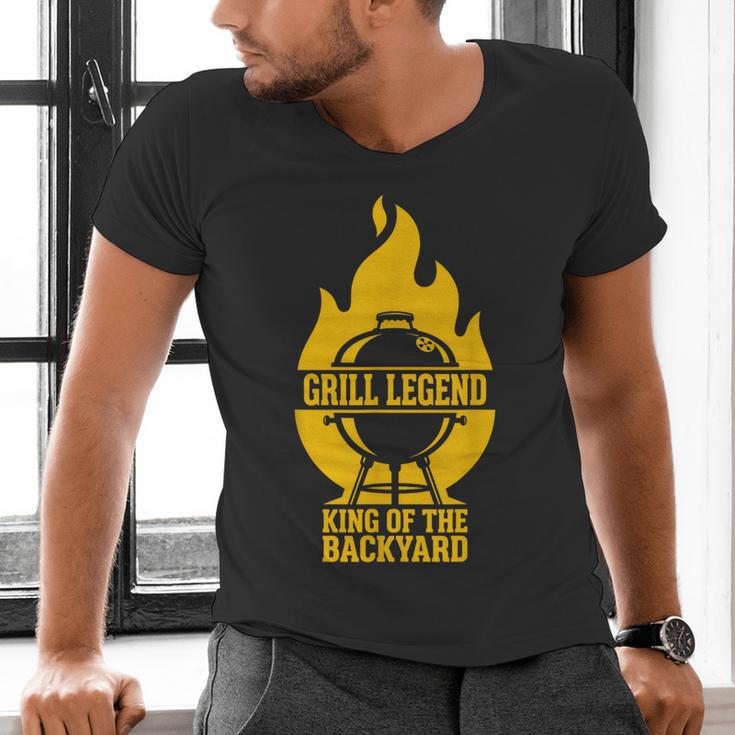 Grill Legend King Of The Backyard BBQ Dad Humor Chef Men's V-Neck T-Shirt