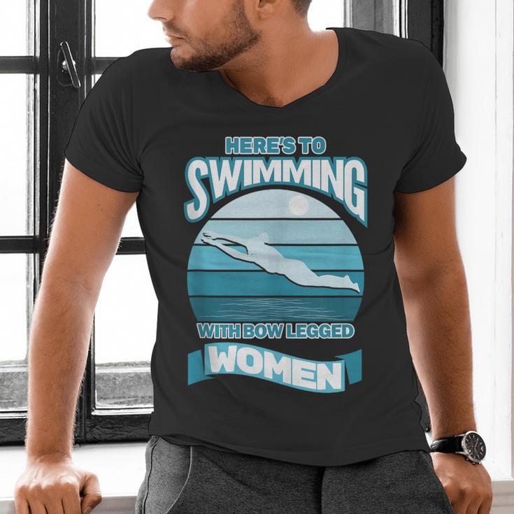 Here's To Swimming With Bow Legged Women Vintage Style Men's V-Neck T-Shirt Here's To Swimming With Bow Legged Women Vintage Style Men's V-Neck T-Shirt