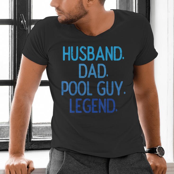 Husband Dad Pool Guy Legend Fathers Day Swimming Papa Men's V-Neck T-Shirt Husband Dad Pool Guy Legend Fathers Day Swimming Papa Men's V-Neck T-Shirt