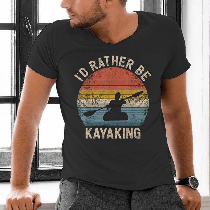 I'D Rather Be Kayaking Canoe Boating Vintage Kayak Men's V-Neck T-Shirt