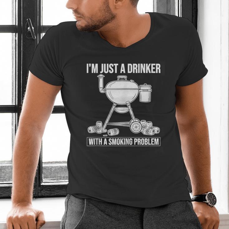 I'm Just A Drinker With A Smoking Problem BBQ Dads Grilling Men's V-Neck T-Shirt