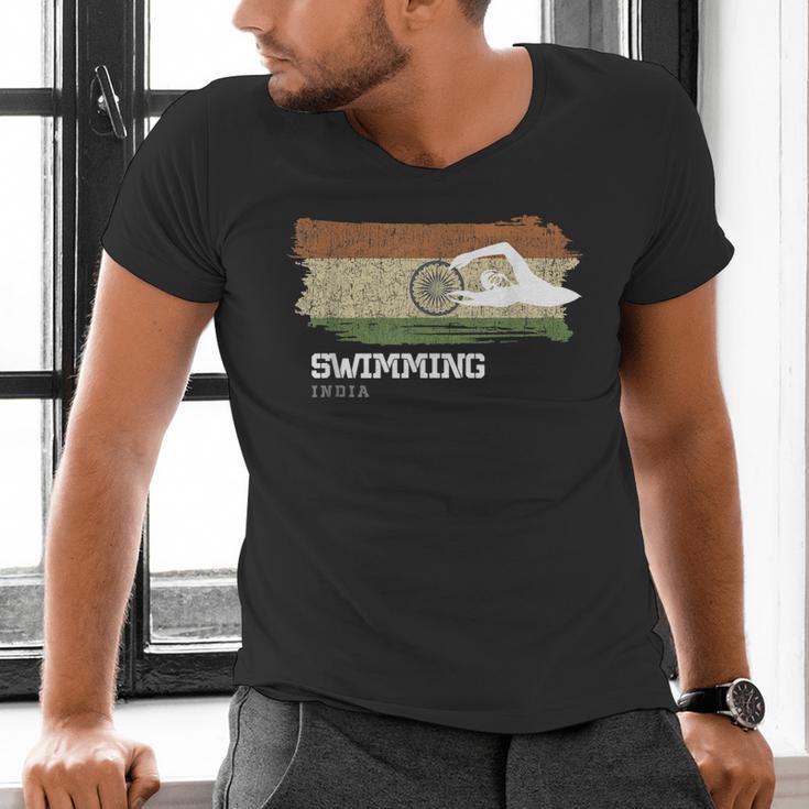 India Swimming Swimmer Water Sports Swimming Men's V-Neck T-Shirt