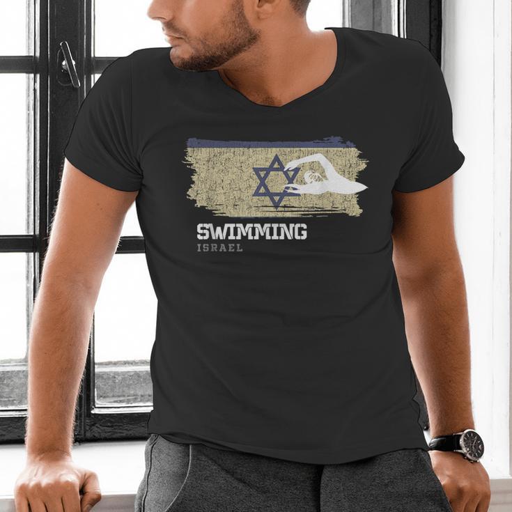 Israel Swimming Swimmer Water Sports Swimming Men's V-Neck T-Shirt Israel Swimming Swimmer Water Sports Swimming Men's V-Neck T-Shirt