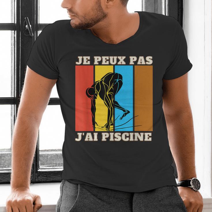 Je Peux Pas J'Ai Piscine Swimming Humour Retro Swimming Pool Men's V-Neck T-Shirt