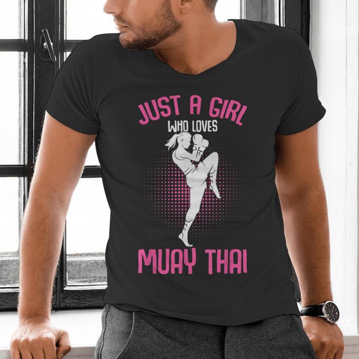 Just a Girl Who Loves Muay Thai Kids Girls Men's V-Neck T-Shirt Just a Girl Who Loves Muay Thai Kids Girls Men's V-Neck T-Shirt