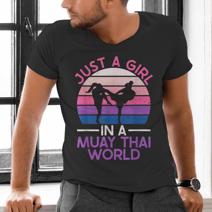 Just A Girl In A Muay Thai World Muay Thai Boxing Men's V-Neck T-Shirt Just A Girl In A Muay Thai World Muay Thai Boxing Men's V-Neck T-Shirt