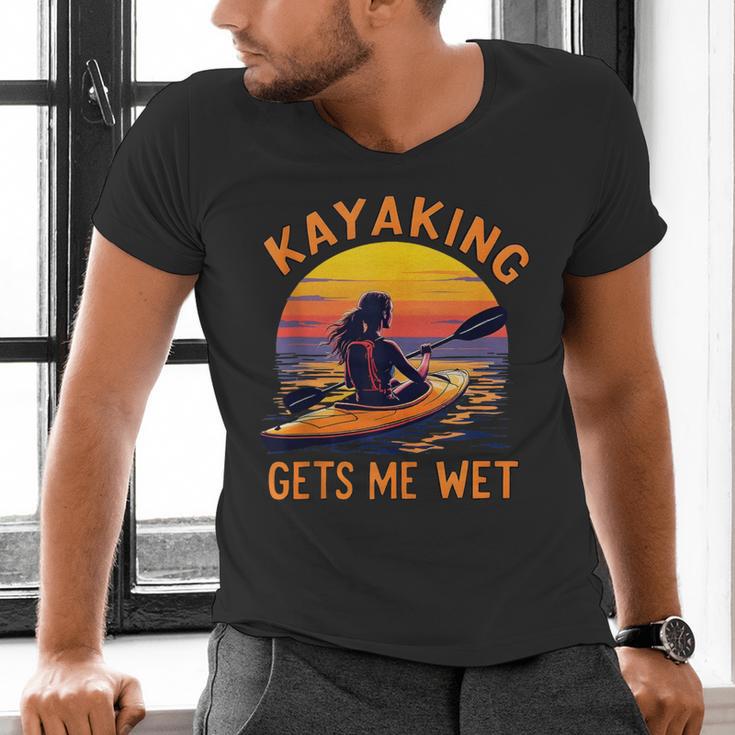 Kayaking Gets Me Wet Kayak Paddling Canoe Adult Joke Sleeveless Men's V-Neck T-Shirt