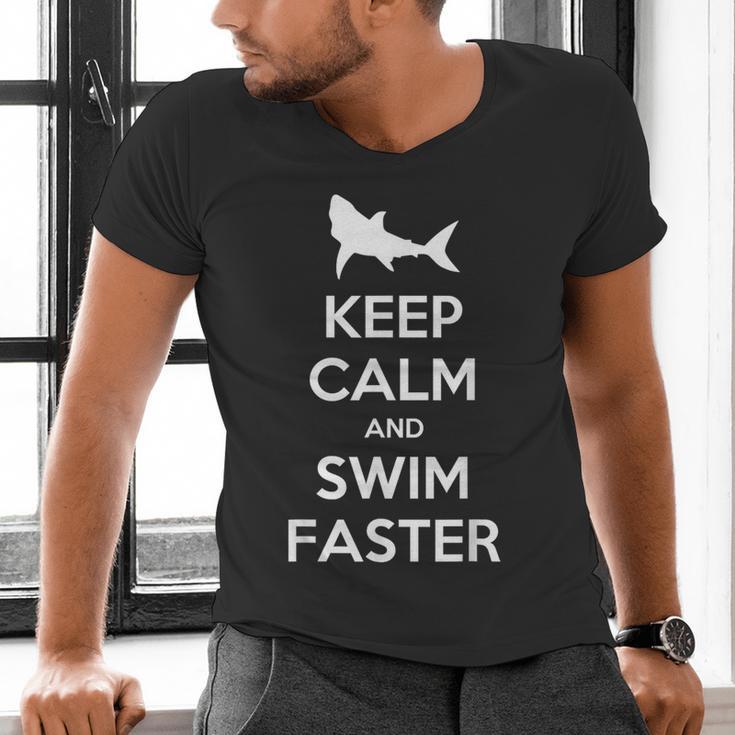 Keep Calm And Swim Faster Swimming T-Shirt Men's V-Neck T-Shirt Keep Calm And Swim Faster Swimming T-Shirt Men's V-Neck T-Shirt