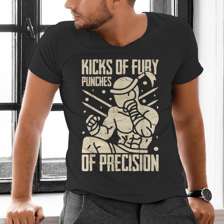 Kicks Of Fury Punches Of Precision Muay Thai Men's V-Neck T-Shirt Kicks Of Fury Punches Of Precision Muay Thai Men's V-Neck T-Shirt