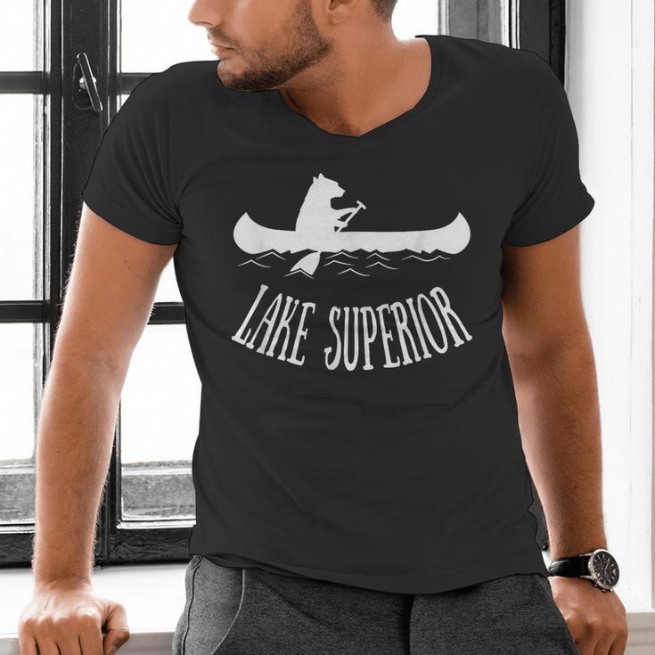 Lake Superior Bear Canoe Upper Peninsula For Yooper Men's V-Neck T-Shirt
