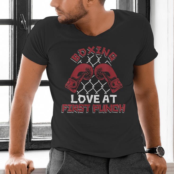 Love At First Punch Professional Boxer Muay Thai Boxing Men's V-Neck T-Shirt