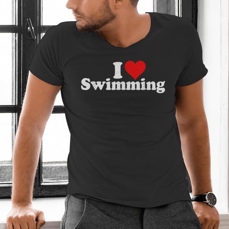 I LOVE HEART SWIMMING Men's V-Neck T-Shirt I LOVE HEART SWIMMING Men's V-Neck T-Shirt