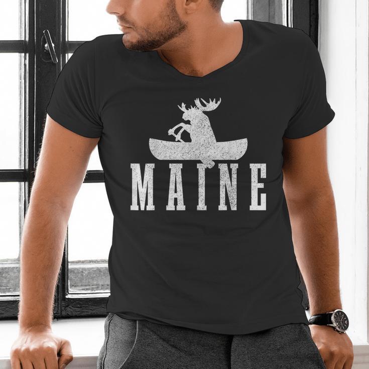 Maine Canoe Kayak Moose USA America Souvenir Men's V-Neck T-Shirt