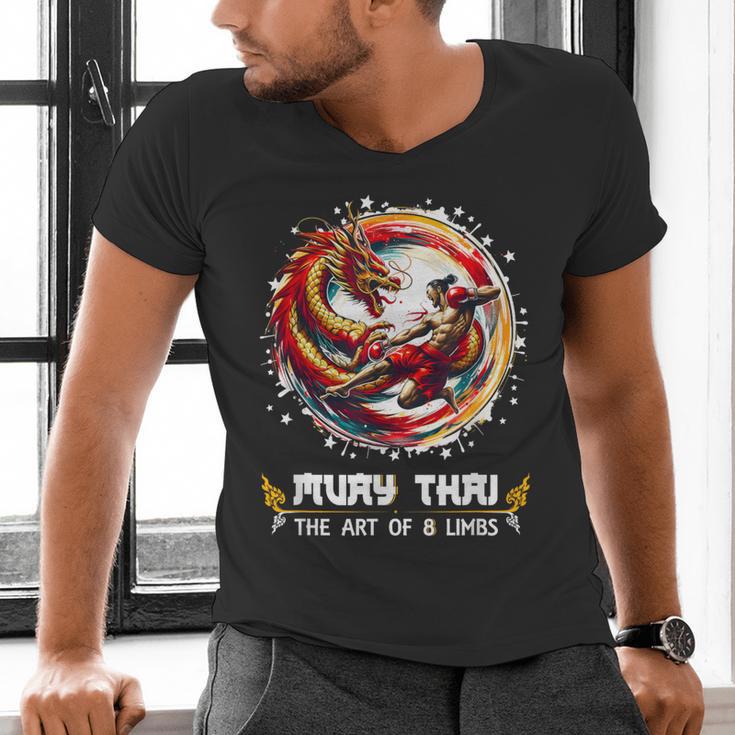MMA Thai Boxing Art Of Eight Limbs Combat Muay Thai Men's V-Neck T-Shirt MMA Thai Boxing Art Of Eight Limbs Combat Muay Thai Men's V-Neck T-Shirt