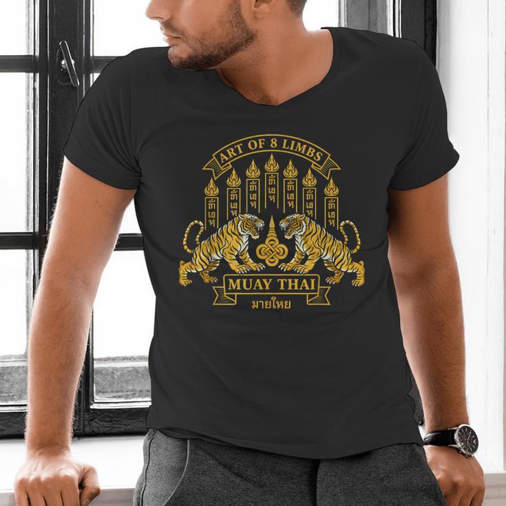 Muay Thai Art Of 8 Limbs Tiger Martial Arts Men's V-Neck T-Shirt Muay Thai Art Of 8 Limbs Tiger Martial Arts Men's V-Neck T-Shirt