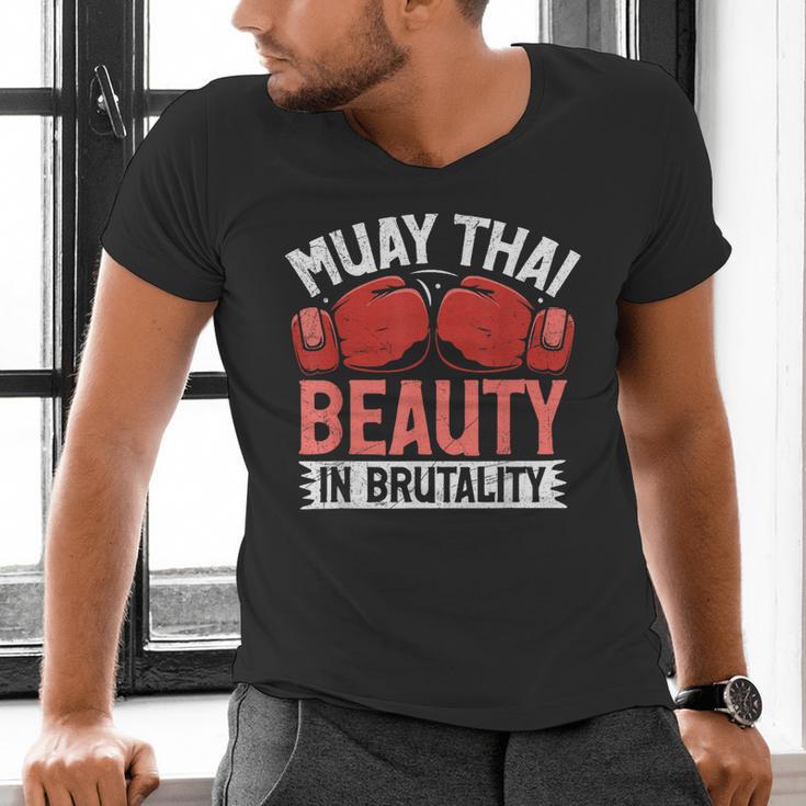 Muay Thai Beauty In Brutality Muay Thai Men's V-Neck T-Shirt