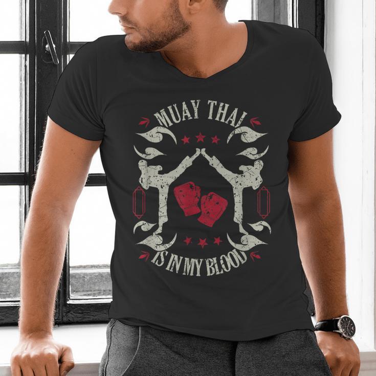 Muay Thai Is In My Blood Traditional Fighters Thai Boxing Men's V-Neck T-Shirt