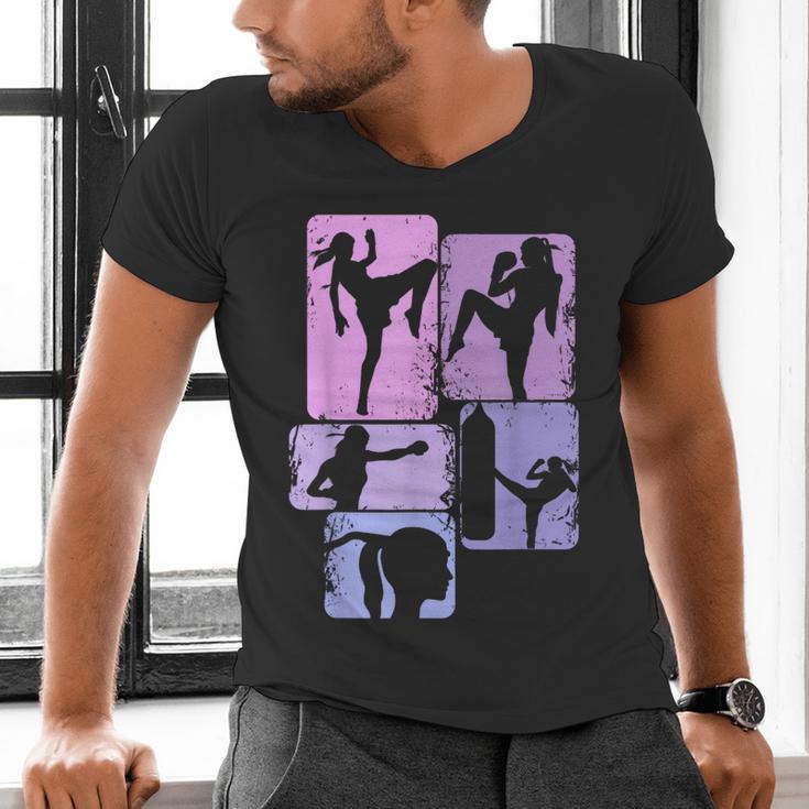 Muay Thai Thai Boxes Girls Kids Women Men's V-Neck T-Shirt