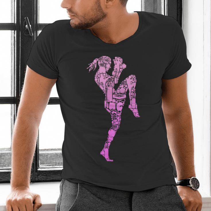 Muay Thai Thai Boxing Women Girls Children Men's V-Neck T-Shirt