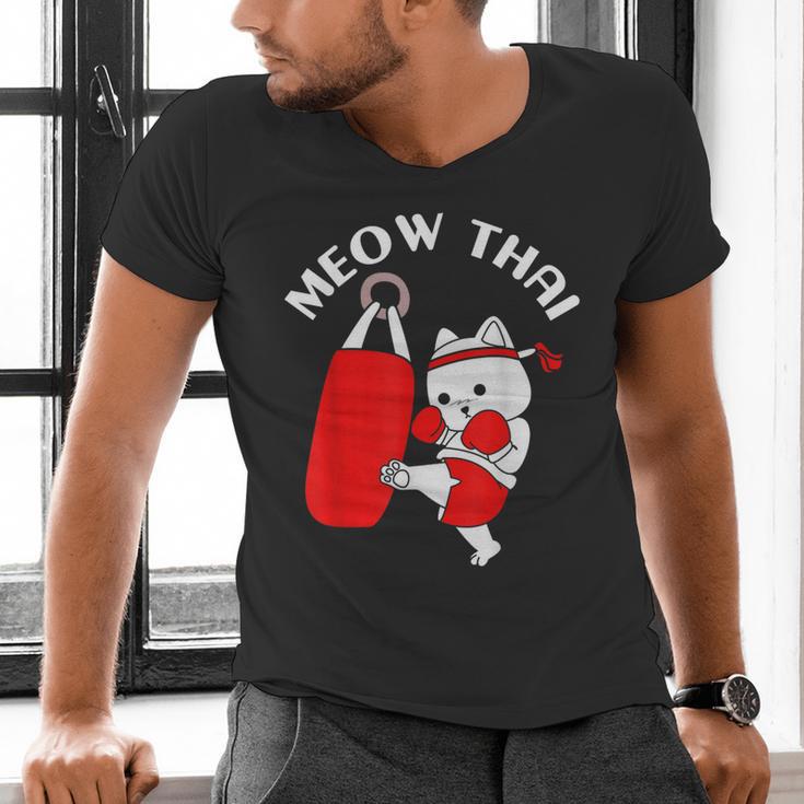 Muay Thai Cat Meow Thai Men's V-Neck T-Shirt